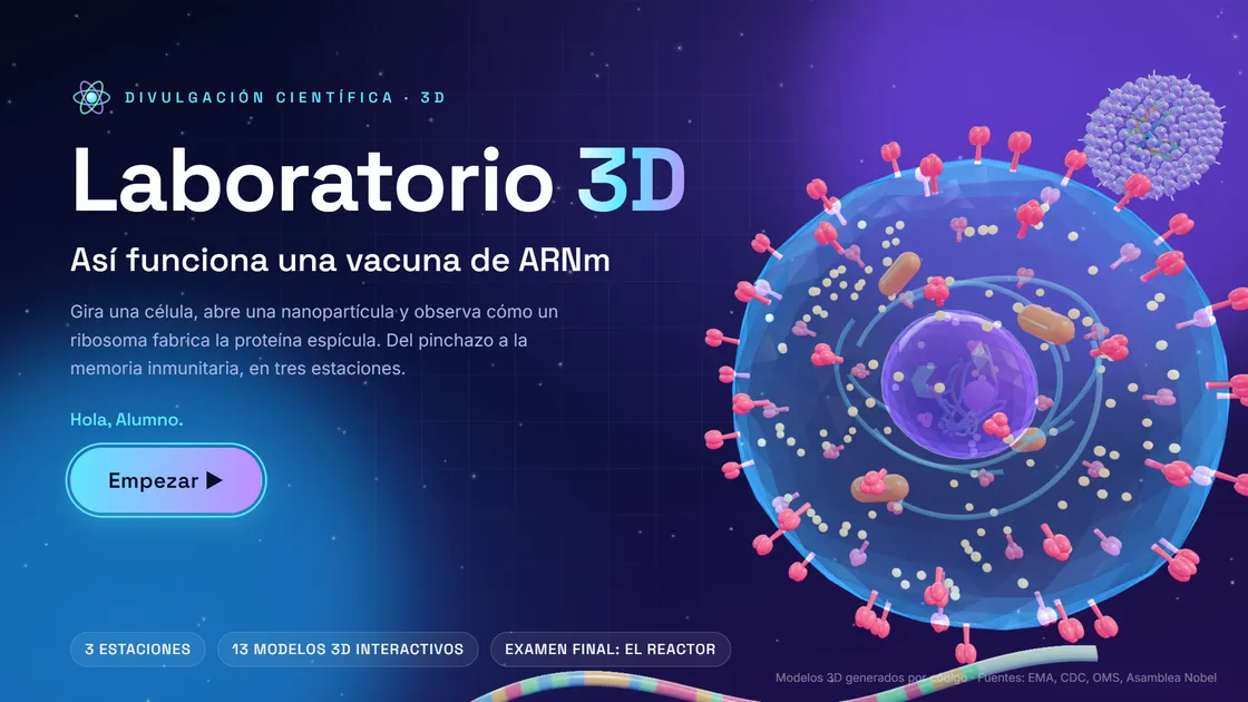 Laboratorio en 3D de un curso interactivo sobre vacunas de ARNm