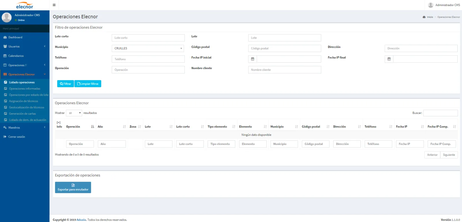 Aplicación web y móvil para el control/gestión recursos de Elecnor